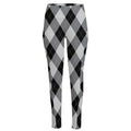 Grey And Black Argyle Pattern Print High-Waisted Pocket Leggings