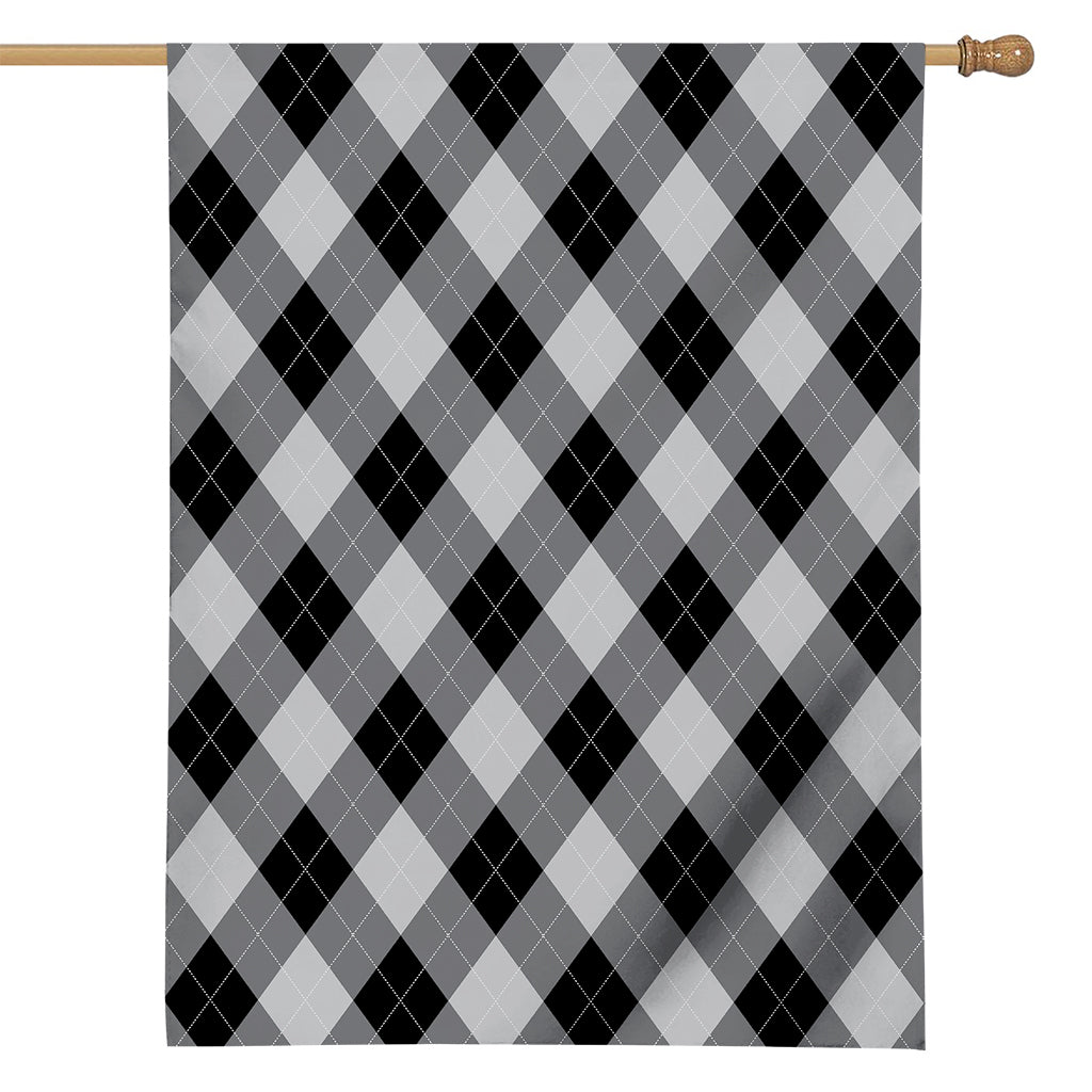 Grey And Black Argyle Pattern Print House Flag