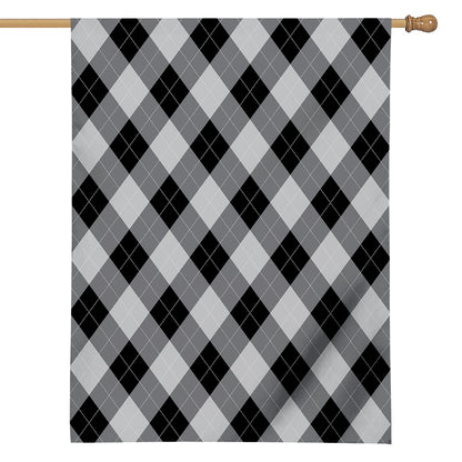 Grey And Black Argyle Pattern Print House Flag