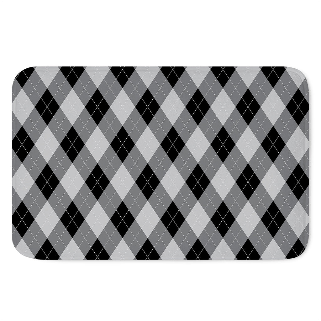 Grey And Black Argyle Pattern Print Indoor Door Mat