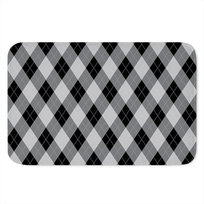 Grey And Black Argyle Pattern Print Indoor Door Mat