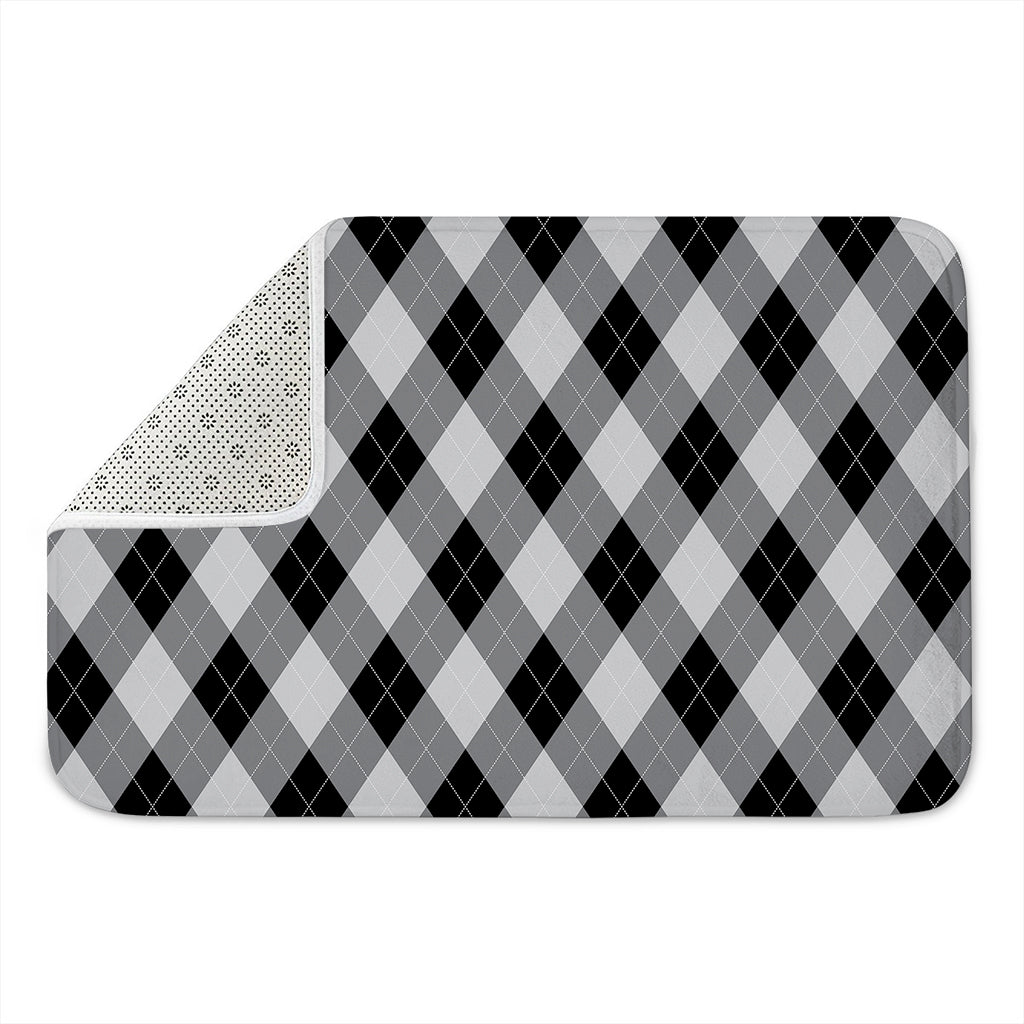 Grey And Black Argyle Pattern Print Indoor Door Mat