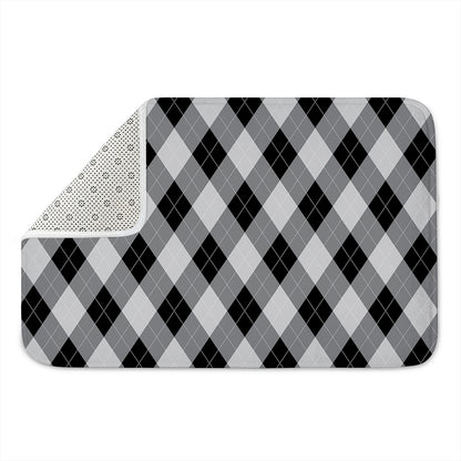 Grey And Black Argyle Pattern Print Indoor Door Mat