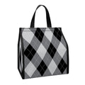 Grey And Black Argyle Pattern Print Insulated Lunch Tote