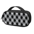 Grey And Black Argyle Pattern Print Portable Cooler Travel Case