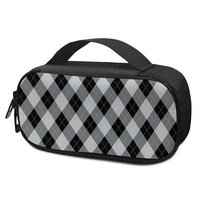 Grey And Black Argyle Pattern Print Insulin Cooler Travel Case