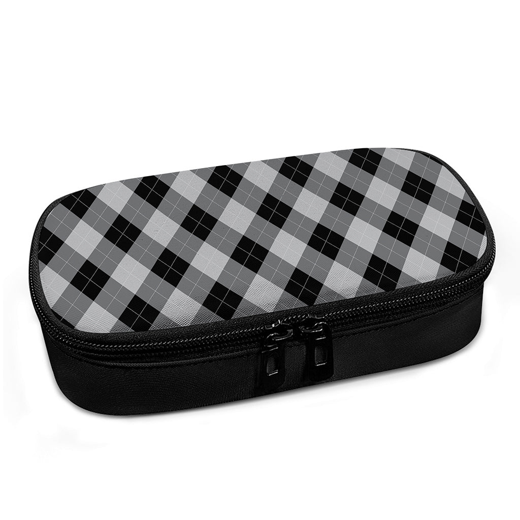 Grey And Black Argyle Pattern Print Insulin Cooler Travel Case