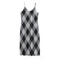 Grey And Black Argyle Pattern Print Jersey Midi Cami Dress
