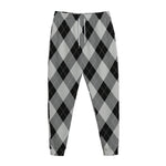 Grey And Black Argyle Pattern Print Jogger Pants