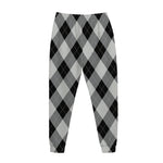 Grey And Black Argyle Pattern Print Jogger Pants