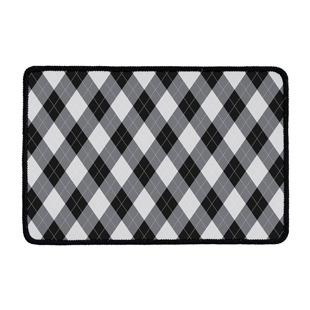 Grey And Black Argyle Pattern Print Kitchen Mat