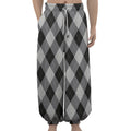 Grey And Black Argyle Pattern Print Lantern Pants