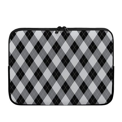 Grey And Black Argyle Pattern Print Laptop Sleeve