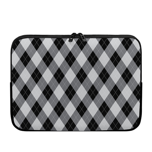 Grey And Black Argyle Pattern Print Laptop Sleeve