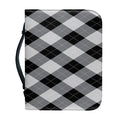 Grey And Black Argyle Pattern Print Leather Bible Cover