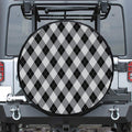 Grey And Black Argyle Pattern Print Leather Spare Tire Cover