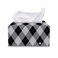 Grey And Black Argyle Pattern Print Leather Tissue Box Cover