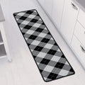 Grey And Black Argyle Pattern Print Long Kitchen Mat