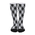 Grey And Black Argyle Pattern Print Long Socks