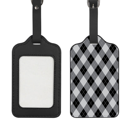 Grey And Black Argyle Pattern Print Luggage Tag
