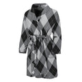 Grey And Black Argyle Pattern Print Men's Bathrobe