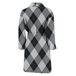 Grey And Black Argyle Pattern Print Men's Bathrobe