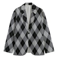 Grey And Black Argyle Pattern Print Men's Blazer