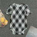 Grey And Black Argyle Pattern Print Men's Bodysuit