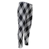 Grey And Black Argyle Pattern Print Men's Compression Pants