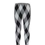 Grey And Black Argyle Pattern Print Men's leggings