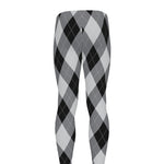 Grey And Black Argyle Pattern Print Men's leggings
