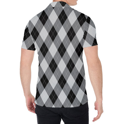 Grey And Black Argyle Pattern Print Men's Shirt