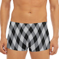 Grey And Black Argyle Pattern Print Men's Short Boxer Briefs