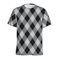 Grey And Black Argyle Pattern Print Men's Athletic T-Shirt