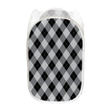 Grey And Black Argyle Pattern Print Mesh Laundry Hamper