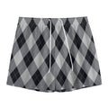 Grey And Black Argyle Pattern Print Mesh Shorts