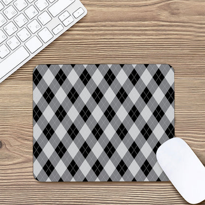 Grey And Black Argyle Pattern Print Mouse Pad