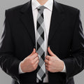 Grey And Black Argyle Pattern Print Necktie