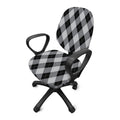 Grey And Black Argyle Pattern Print Office Chair Cover