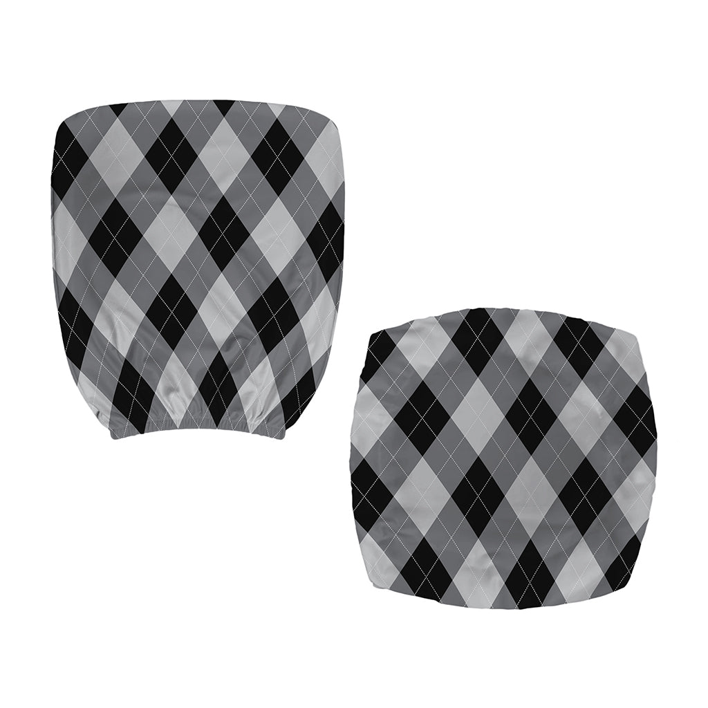 Grey And Black Argyle Pattern Print Office Chair Cover