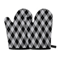Grey And Black Argyle Pattern Print Oven Mitts