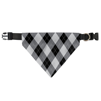 Grey And Black Argyle Pattern Print Over The Collar Dog Bandana