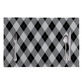 Grey And Black Argyle Pattern Print Placemat