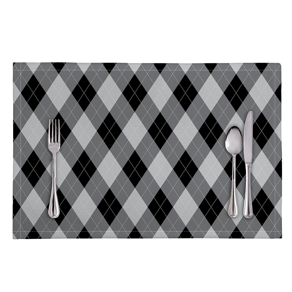 Grey And Black Argyle Pattern Print Placemat