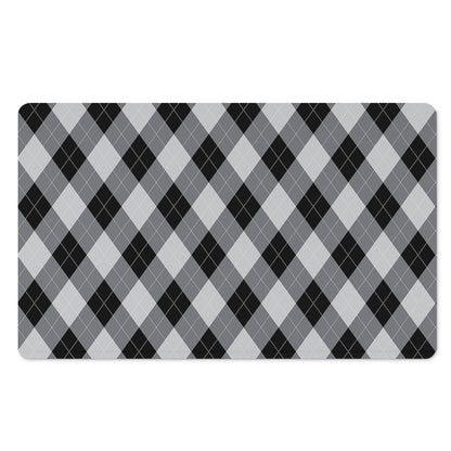 Grey And Black Argyle Pattern Print Polyester Doormat