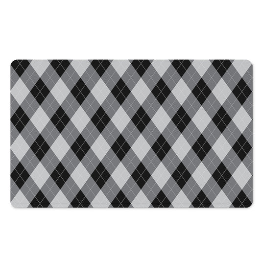 Grey And Black Argyle Pattern Print Polyester Doormat