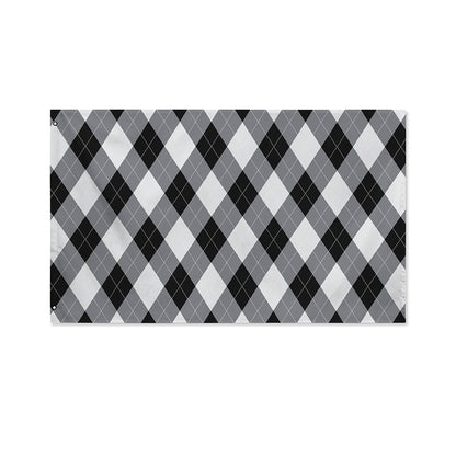 Grey And Black Argyle Pattern Print Polyester Flag
