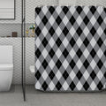 Grey And Black Argyle Pattern Print Polyester Shower Curtain