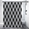 Grey And Black Argyle Pattern Print Premium Shower Curtain