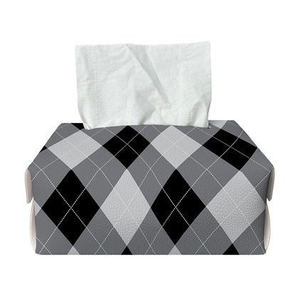 Grey And Black Argyle Pattern Print Rectangle Tissue Box Cover